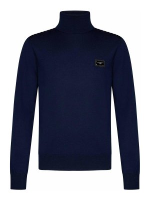 DOLCE & GABBANA: Turtlenecks & Polo necks - Blue *Icon Virgin Wool Turtleneck Sweater