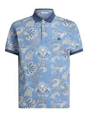ETRO: polo shirts - Short-Sleeved Light Blue Cotton Polo Shirt