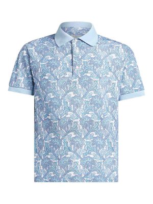 ETRO: polo shirts - Light Blue Cotton Polo Shirt