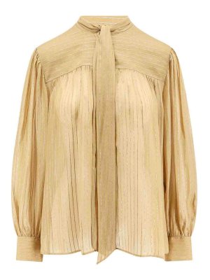 Tシャツ・カットソー BALENCIAGA SS25 L/S COCOON SHIRT (814121TRLD5 2135) Balenciaga Long Sleeve Cocoon Shirt in Light Beige & Black