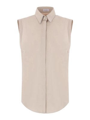 BRUNELLO CUCINELLI: shirts - Sleeveless Shirt With `Shiny` Trim