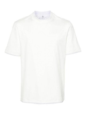 BRUNELLO CUCINELLI: crew necks - Crew Neck T-Shirt With Faux-Layering