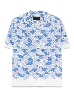 PRADA: shirts - Short-Sleeved Printed Cotton Shirt