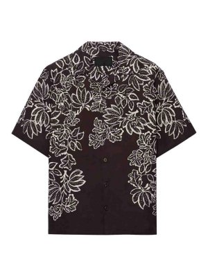 PRADA: shirts - Short-Sleeved Printed Cotton Shirt