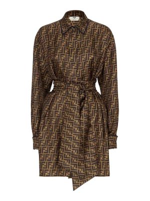 FENDI: knee length dresses - Ff Print Shirtdress