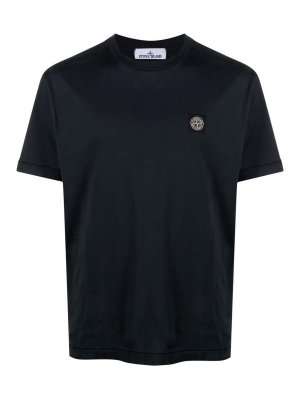 STONE ISLAND: t-shirt - T-shirt di cotone a patch di bussola