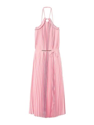 TWINSET: maxi dresses - Long Pleated Georgette Dress With Belt