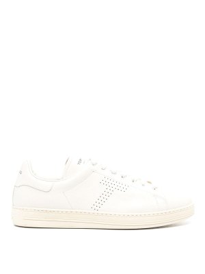 TOM FORD: trainers - Perforated-Logo Leather Sneakers