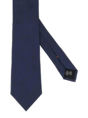 BRUNELLO CUCINELLI ネクタイ ネイビー メンズ 向け グレー モチーフ入り シルク ネクタイ | Brunello