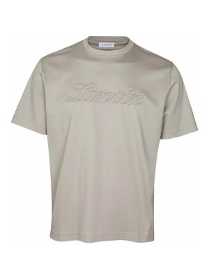 LANVIN: t-shirts - Denim t-shirt with embroidered logo