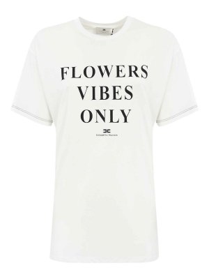 ELISABETTA FRANCHI: t-shirts - Jersey T-Shirt With Print And Satin Bands