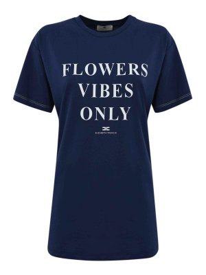 ELISABETTA FRANCHI: t-shirts - Jersey T-Shirt With Print And Satin Bands