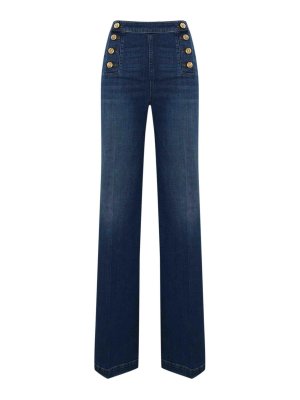 TWINSET: jeans a zampa - Jeans flare con bottoni decorativi