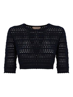 TWINSET: maglia collo rotondo - Maglione a cortoforato perforato in viscosa