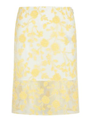 ROTATE Birger Christensen: gonne al ginocchio  e longuette - Gonna in poliestere giallo fiore a matita