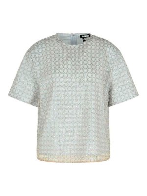 ROTATE Birger Christensen: t-shirt - T-shirt in poliestere azzurro in rilievo