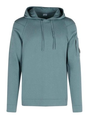 C.P. COMPANY: Sweatshirts & Sweaters - Lens Light Blue Cotton Sweatshirt
