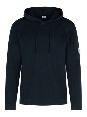 C.P. COMPANY: Sweatshirts & Sweaters - Lens Blue Cotton Sweatshirt