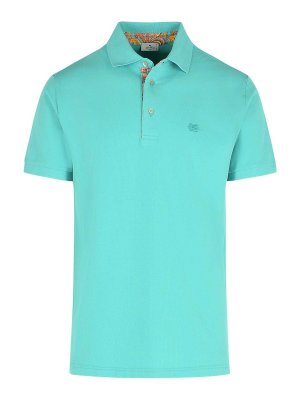 ETRO: polo shirts - Roma Polo Shirt In Light Blue Cotton