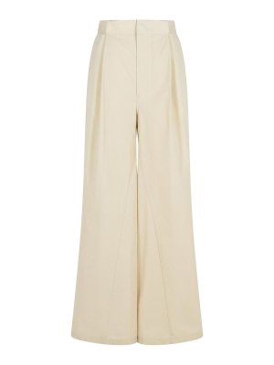 Maison Margiela: pantaloni casual - Over Ivory Cotton Blend Pants