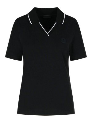 MONCLER: polo shirts - Black Cotton Polo Shirt
