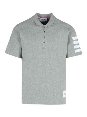THOM BROWNE: t-shirts - Mini Collar Grey Cotton T-Shirt