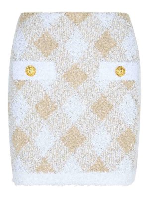 Balmain: mini skirts - Beige Polyamide Blend Skirt