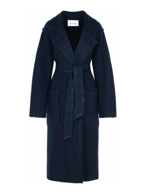 Max Mara: short coats - Jene Dark Blue Cashmere Blend Coat
