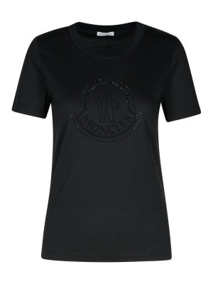MONCLER: t-shirt - T-shirt in cotone nero