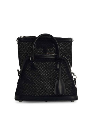 Maison Margiela: borse a tracolla - Sagna di miscela in pelle Mini Mini Black 5AC