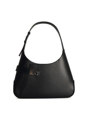 【送料&関税込】Ferragamo arch Black Matte Leather Bag Salvatore Ferragamo Arch' Black Matte Leather Bag | ShopSimon