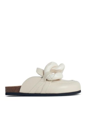 J.W. ANDERSON: mules shoes - Chain Ivory Leather mules