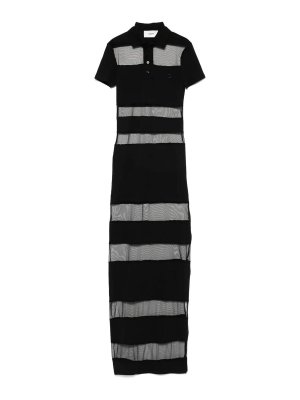 COPERNI: knee length dresses - Striped Sheer Polo Dress