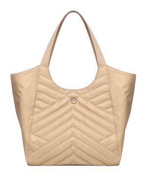 Pinko: cross body bags - Puzzle Quilt Fabric Shopper Bag