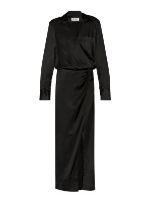 The Attico: knee length dresses - Midi Dress Satin Black 100
