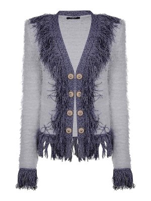 Balmain: casual jackets - Fringed Tweed Jkt