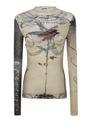 Simone Rocha Sheer Fitted Ballet Mesh Top With Embroidered