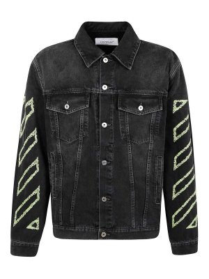 OFF-WHITE: casual jackets - Diag Arr Outl Den Skate Jacket