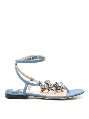 MACH & MACH: sandals - Puffy Heart Denim Thong Sandals 5Mm