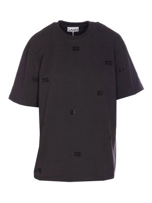 GANNI: T-shirts - T-Shirt - Noir