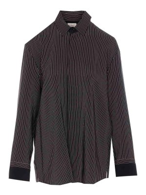 SAINT LAURENT: shirts - Black And White Striped Shirt
