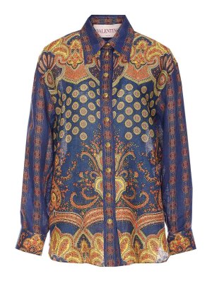 VALENTINO GARAVANI: shirts - Paisley Linen Shirt With Medaglioni Voyage