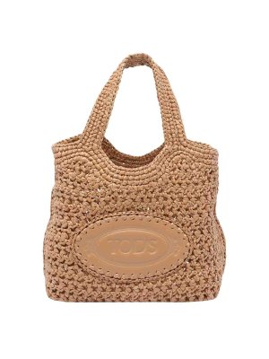 TOD'S: shopper - Borsa in rafia e pelle