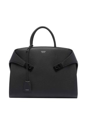 SALVATORE FERRAGAMO: cross body bags - Black Hug Business Bag