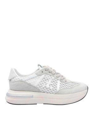 PREMIATA: trainers - Grey And White Cassie Sneakers