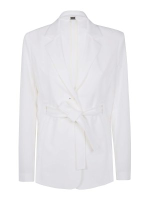 ジャケット BRUNELLO CUCINELLI SUIT TYPE BELT JACKET (MH1267340 C600) Brunello Cucinelli White Suit Type Belt Jacket for Women