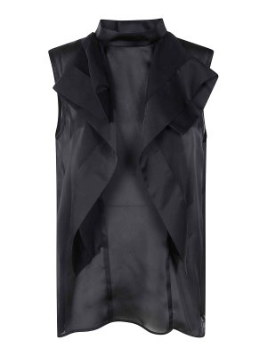 Sacai: crew necks - Satin X Chiffon Pullover