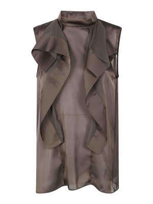 Sacai: crew necks - Satin X Chiffon Pullover