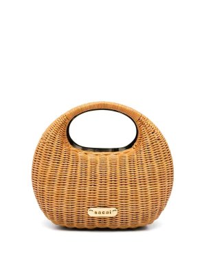Sacai: cross body bags - Rattan Round Bag
