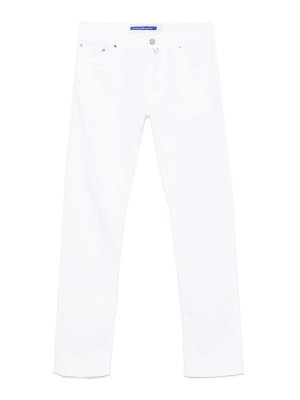 JACOB COHEN: bootcut jeans - White Stretch Cotton Long Jeans